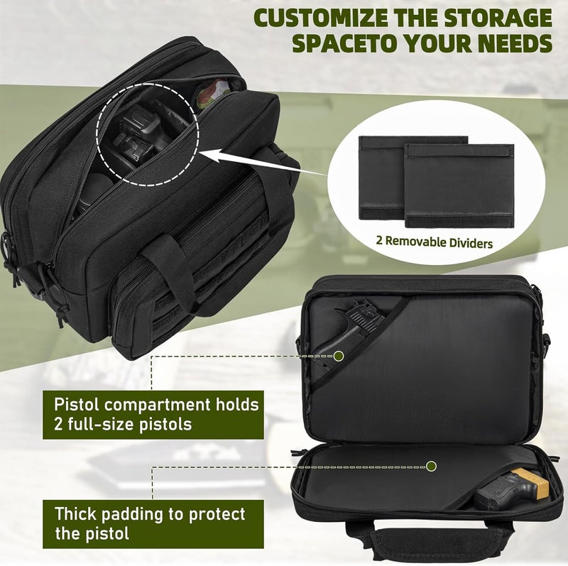 WELIDAY Gun Range Bag, Tactical 2 Pistol Bag for Handguns and Ammo, Firearm Shooting Case with Multi-Pockets, Duffle Bag for Shooting & Outdoor Hunting - Image 4